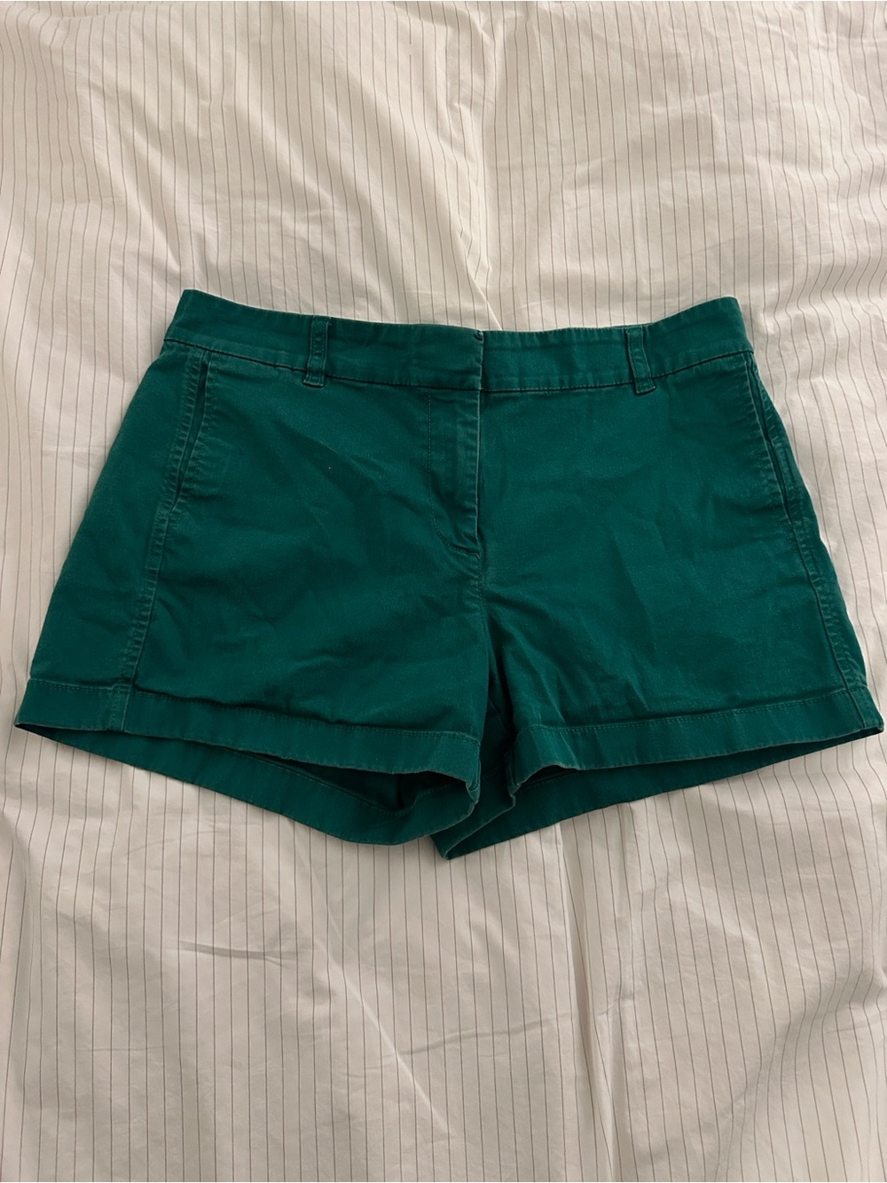 J Crew - Women's Teal Cotton Blend Chino Shorts